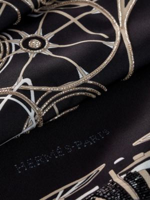 Complication Equestre embroidered scarf 90 - Black | Hermès USA